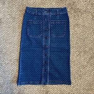 Downeast poka-dot denim skirt